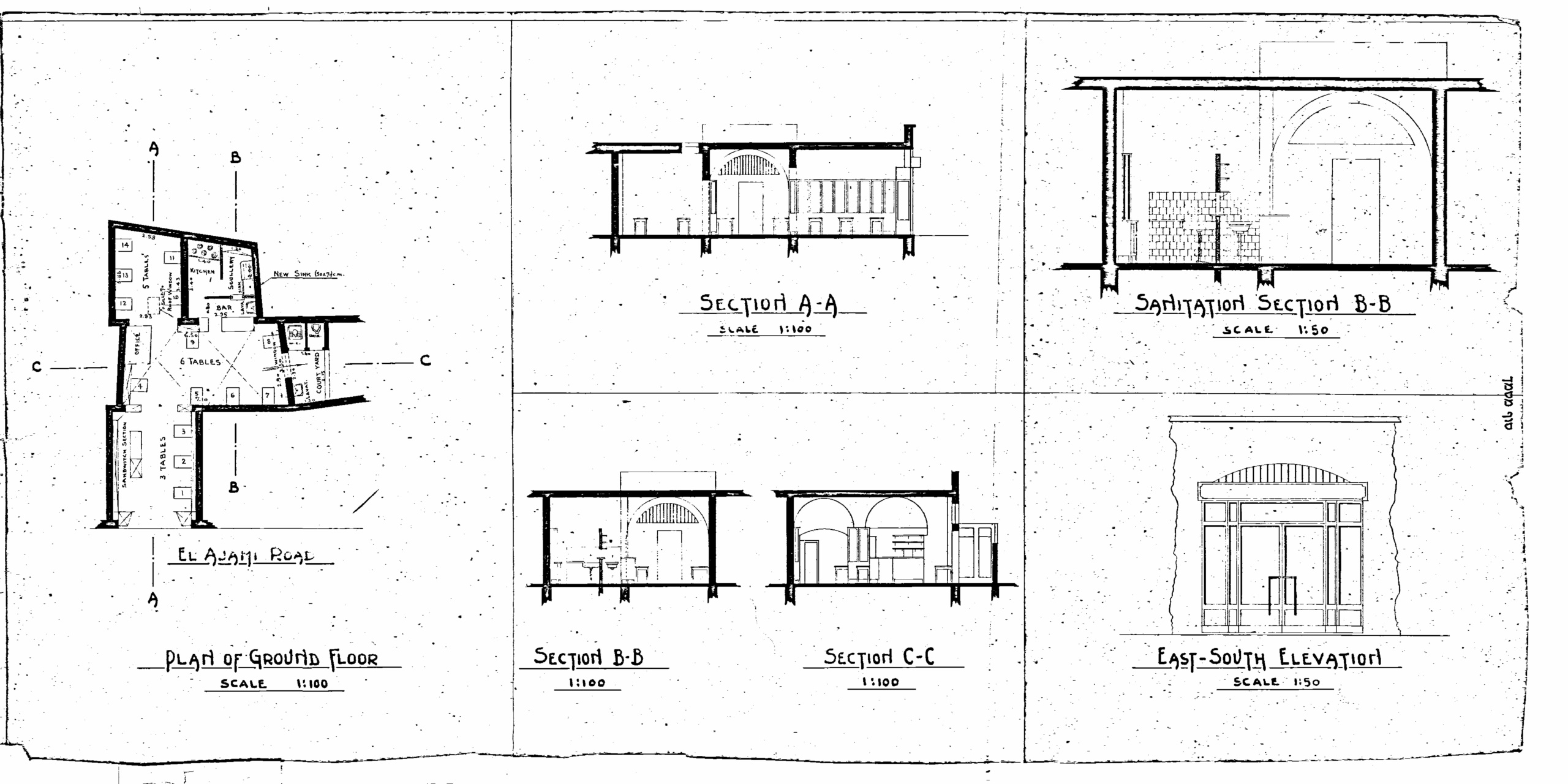 Plan of Ground floor, sanitation section at 10 yeffet street